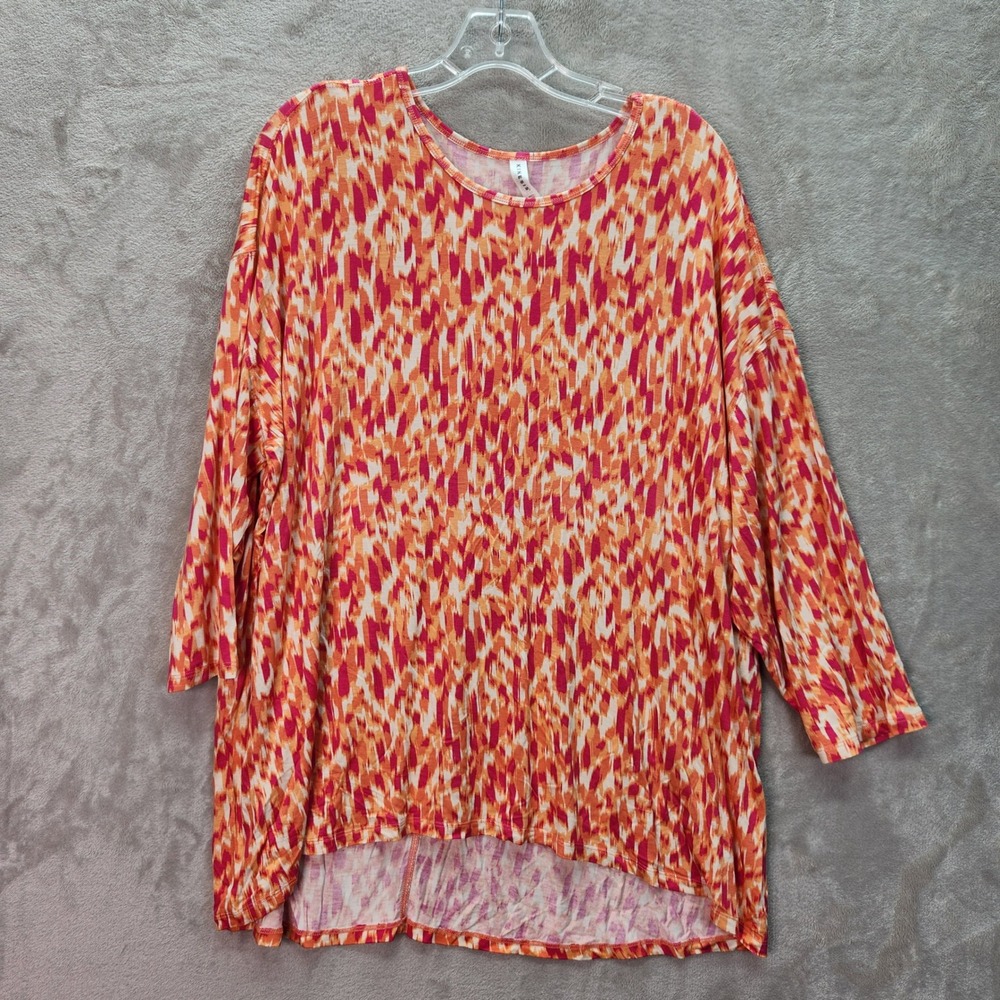 Kinesis Womens 2X Abstract Tunic Top 3/4 Sleeve Moisture Move Active Stretch New